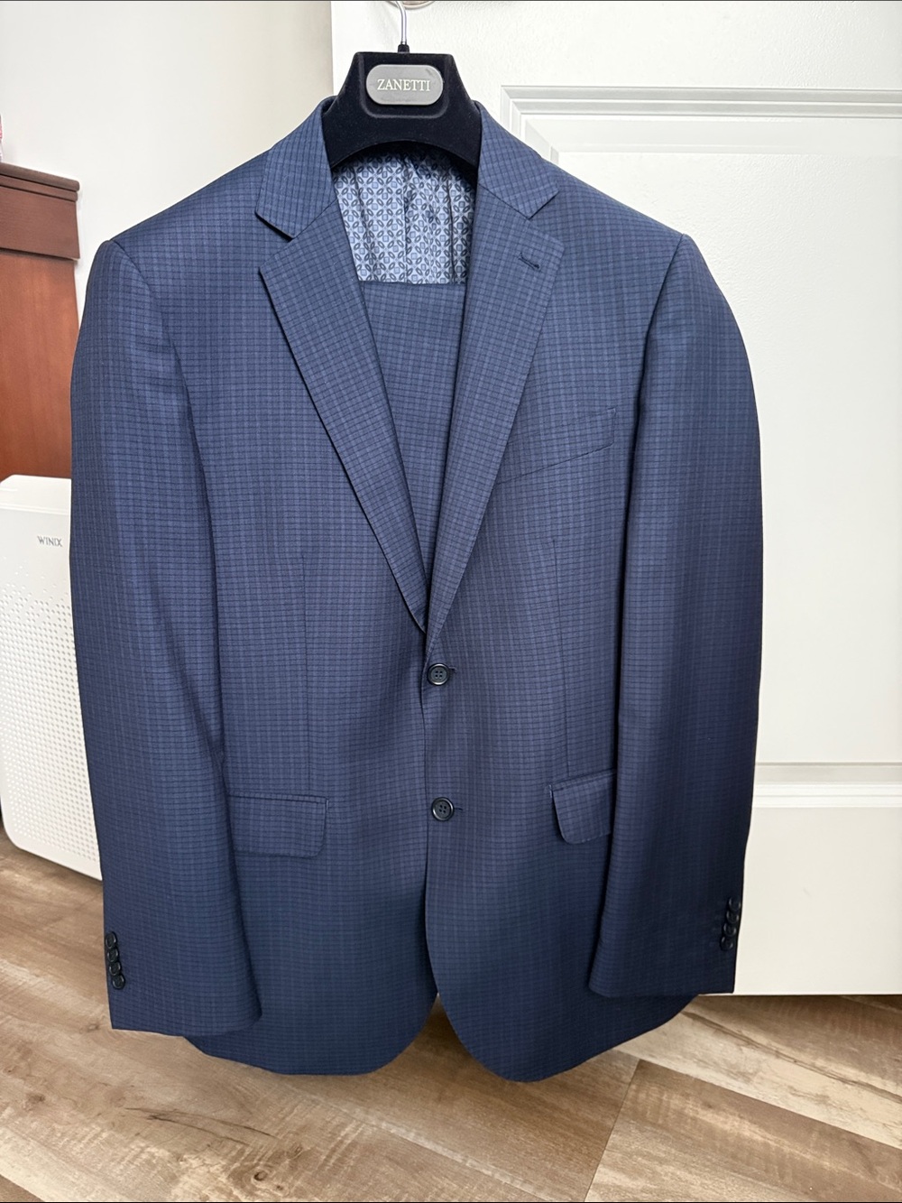 Zanetti Dark Navy Men's Two-Button Blazer & Matching Pant Suit